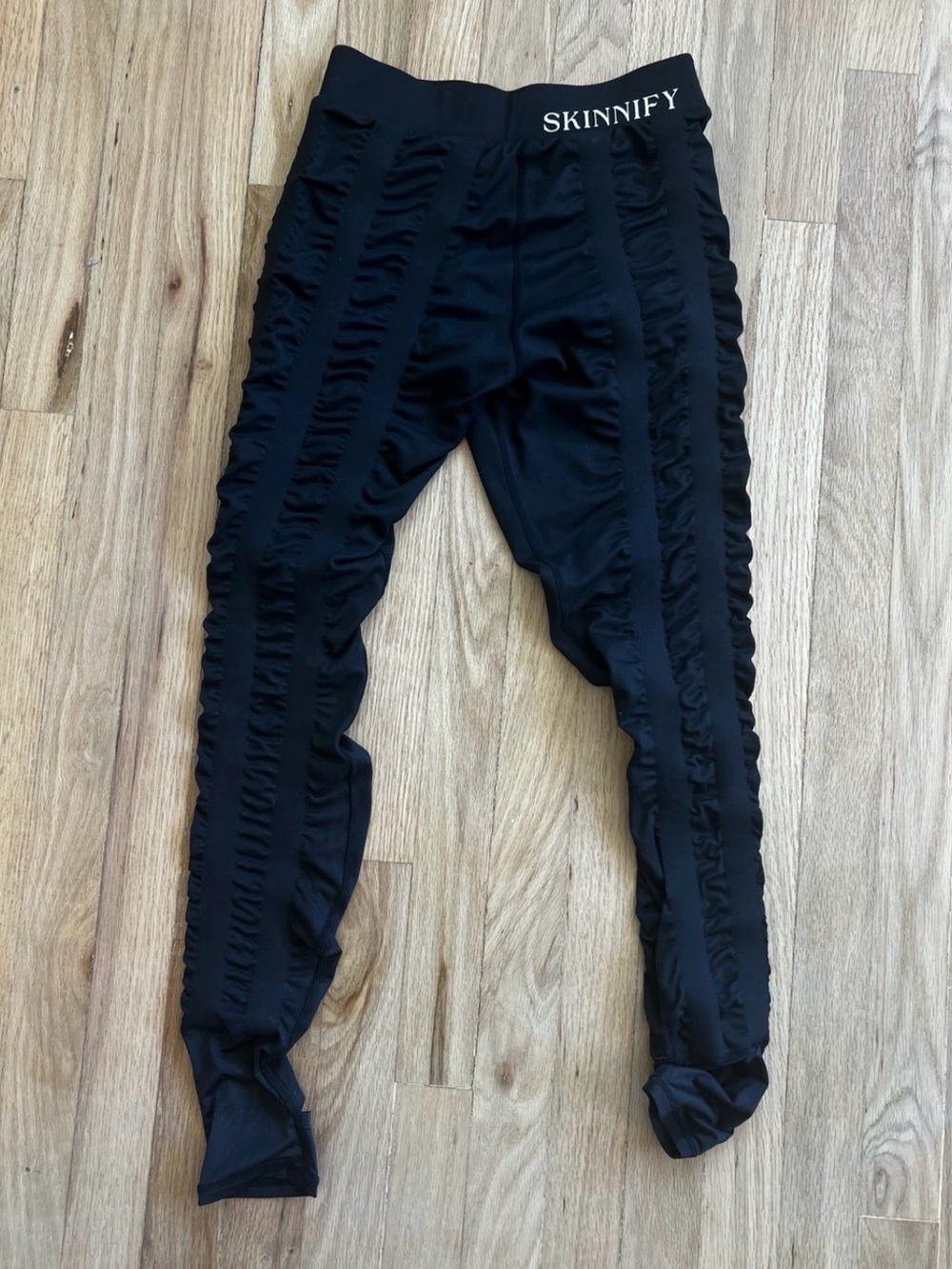 SKINN Kids Black Ruffled Side-Panel Leggings
